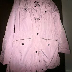 Women's Michael Kors Rain Jacket Womens Size Small Mid Length Hooded Lined white